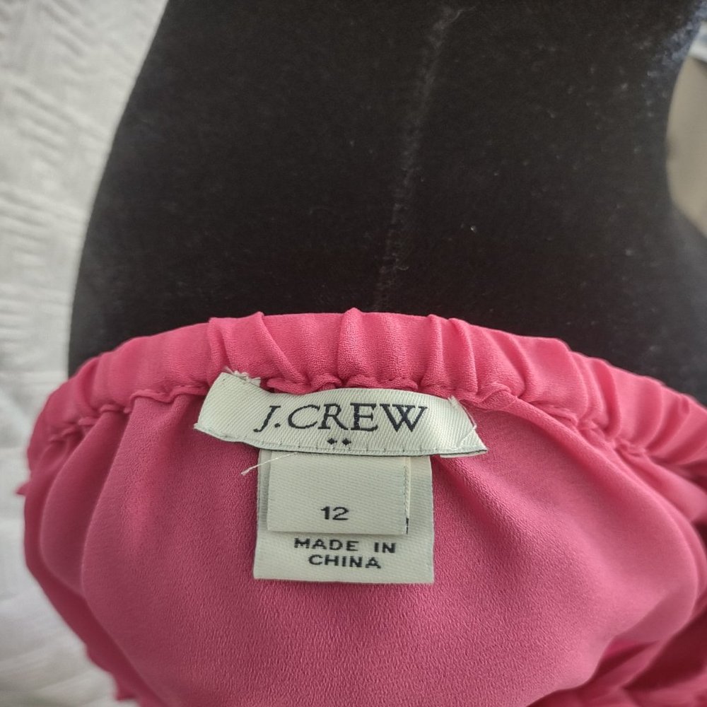 Sweet J.Crew Cold Shoulder Blouse Top with Tassel Tie Size 12 Off Shoulder - Picture 4 of 7